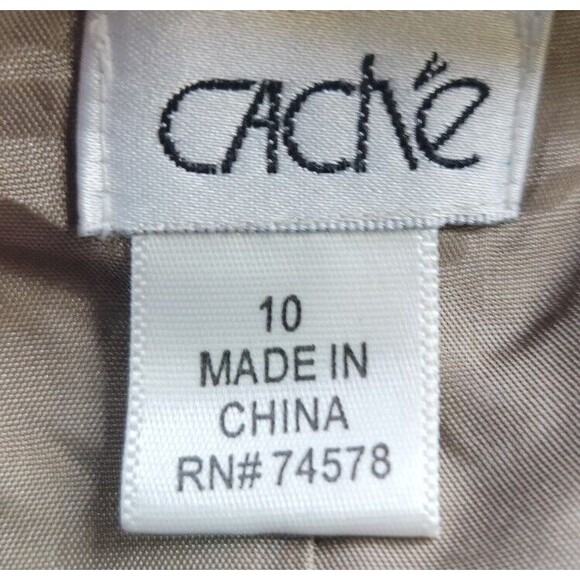 Vintage Cache Womens Halter Dress Size 10 Bronze Metallic Crinkled Silk Beaded - Picture 9 of 10